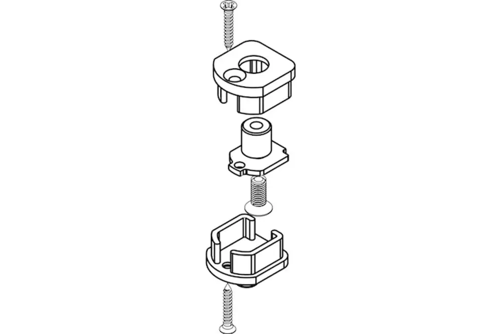 Drehplatte mit mehreren Komponenten zur Montage, Teil eines Mechanismus für eine Glasdusche, produziert von Roth.